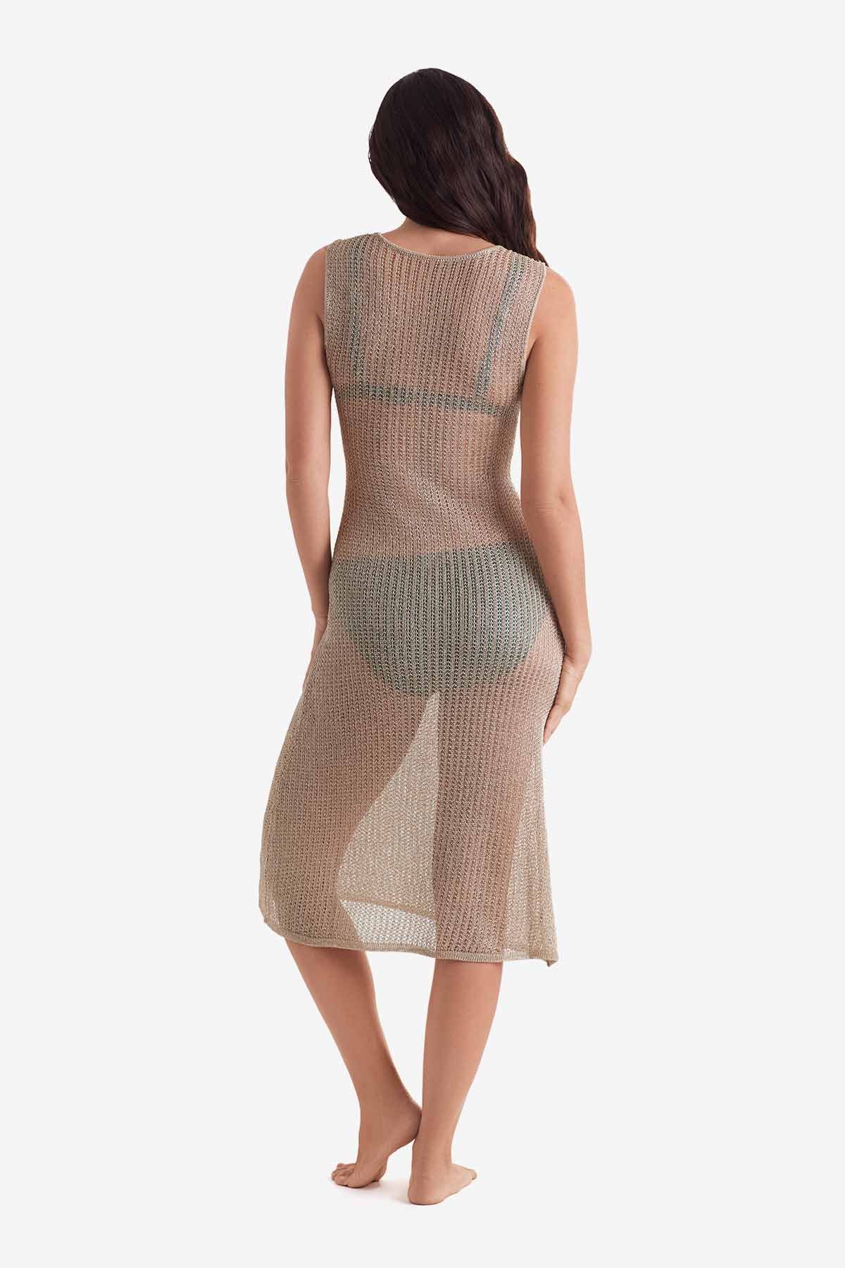 Lagoon Dress Gold Metallic Knit
