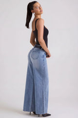 Low Rise Wide Leg Jeans in Vintage Wash