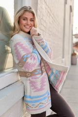 Cheyene Pastel Southwestern Print Cardigan