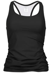 Ruched Racer Back Tankini Top Black Beauty