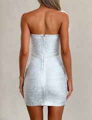 NIYA METALLIC BANDAGE DRESS LIQUID SILVER