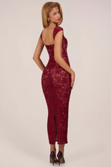 Sweetheart Neck Maxi Dress in Wine