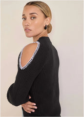 Cold Shoulder Sweater Jet Black