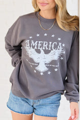 America Eagle Dark Grey Graphic Sweatshirt