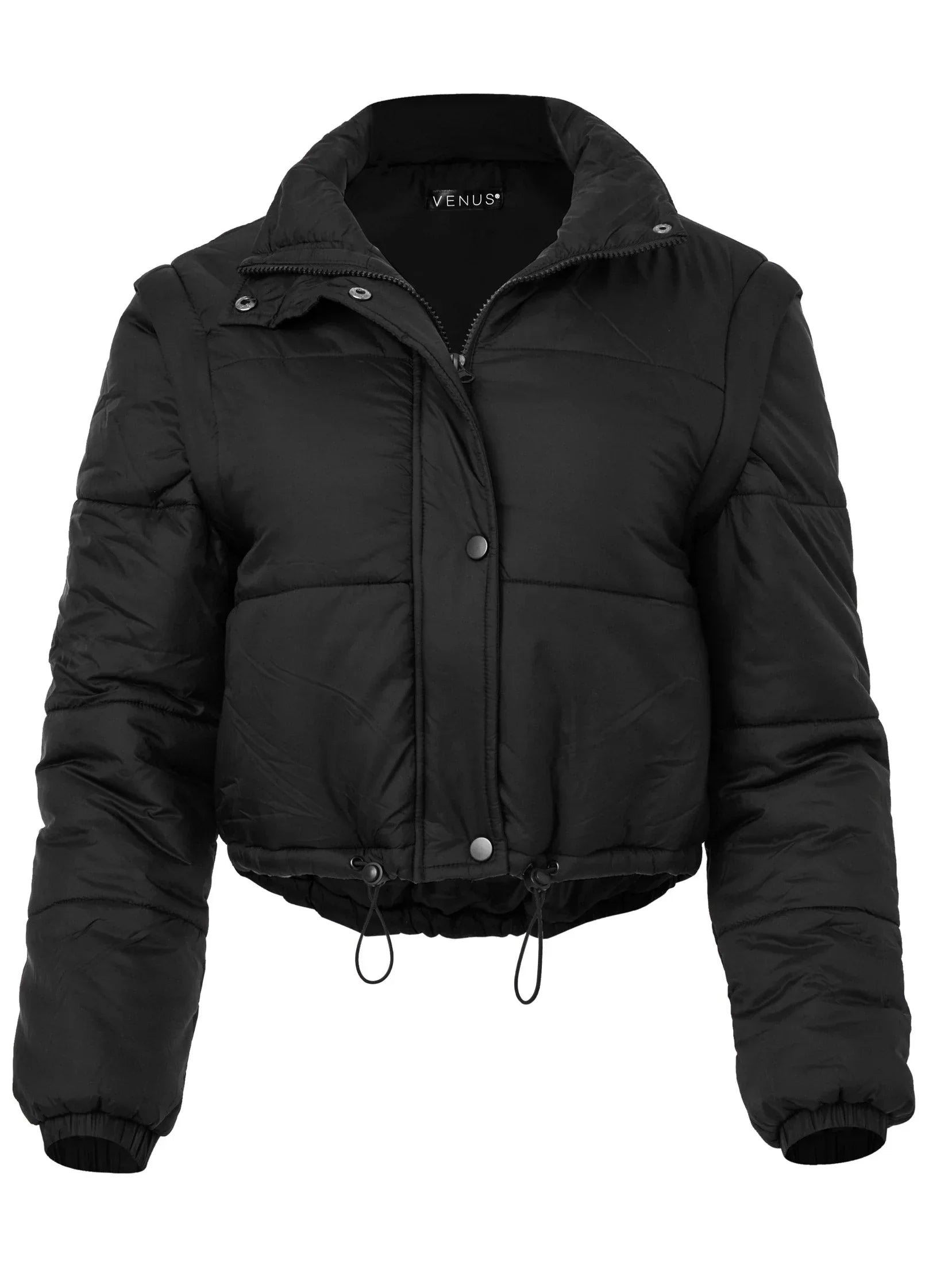 Convertible Puffer Coat Black