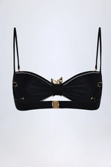 Hardware Detail Halterneck Bikini Top in Black