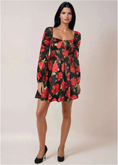 Corset Mini Dress Antique Roses
