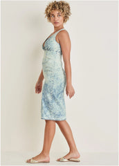 Deep V Dress Acid Wash