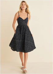 Paisley Eyelet Dress Jet Black