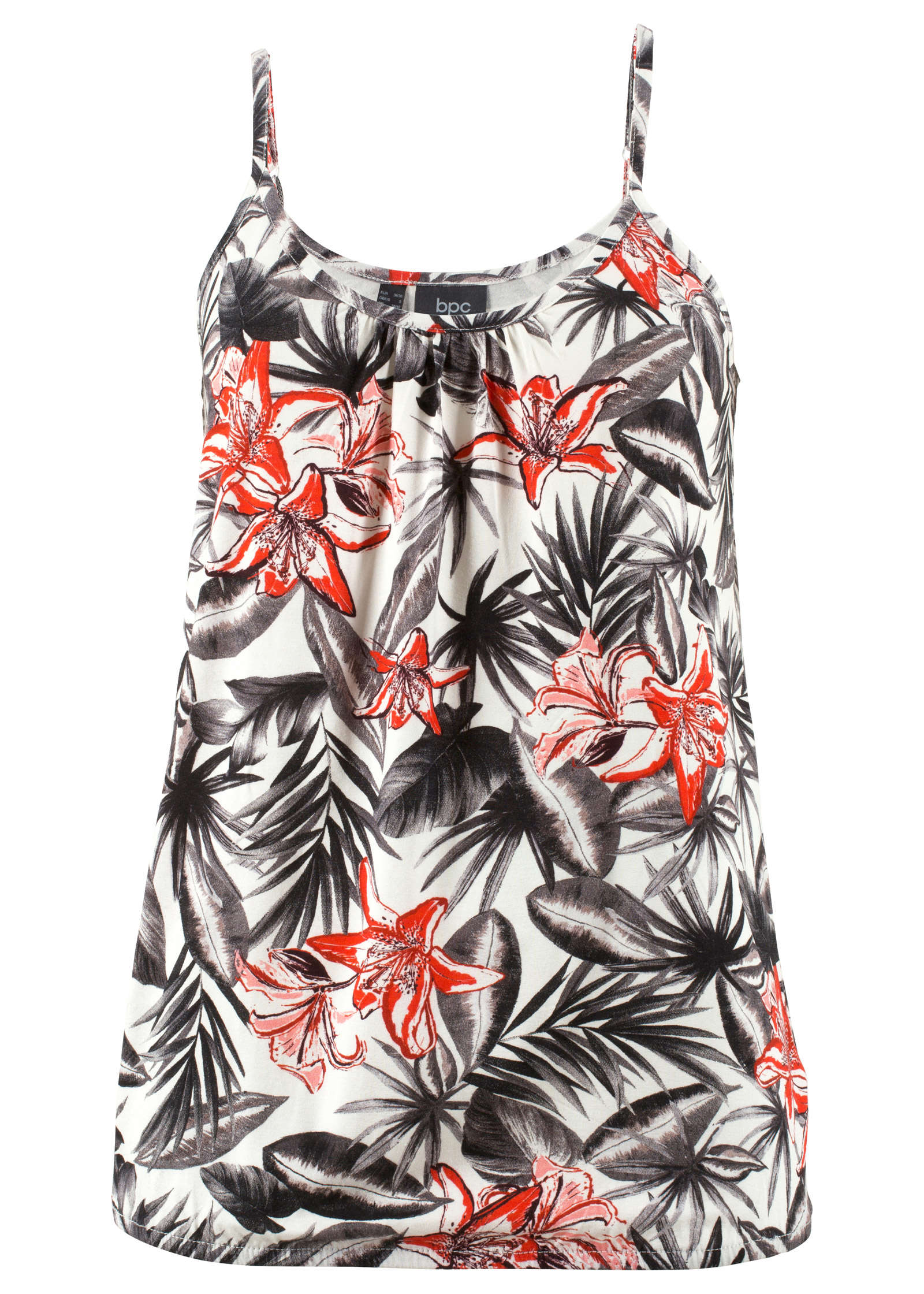Tropical Print Cami Black Off White
