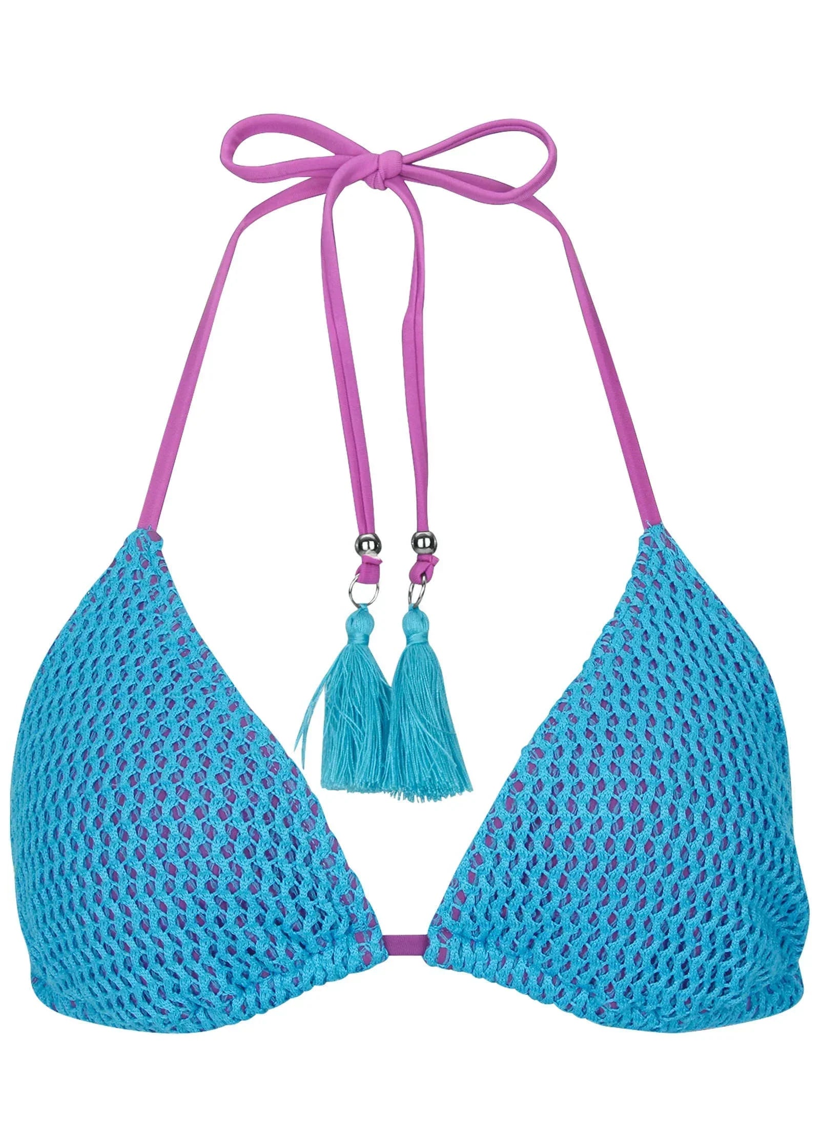 Crochet Bahamas Bikini Top Aqua Orchid