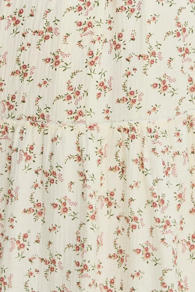 Thalia Neutral Floral Smocked Top Dress SALE