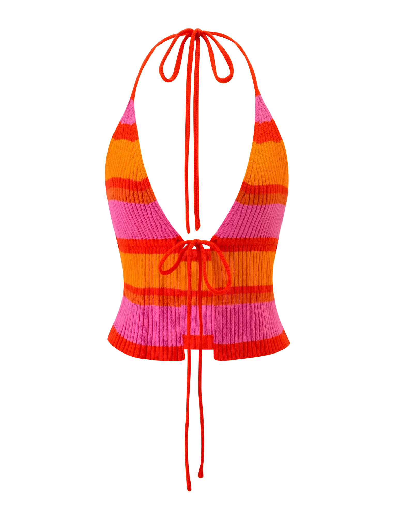 EVERLY CROCHET HALTER TOP SUNSET TROPICAL STRIPE