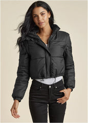 Convertible Puffer Coat Black