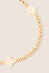 Signature Cross 3mm Gold Bracelet Off White