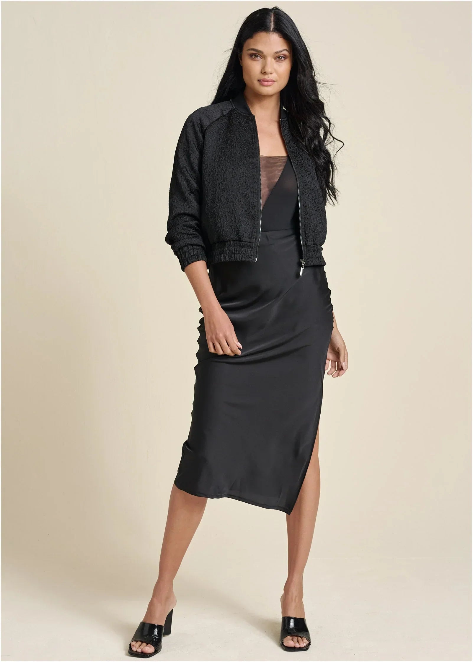 Texture Bomber Jacket Jet Black