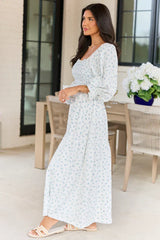 Thalia White Floral Smocked Top Maxi Dress SALE