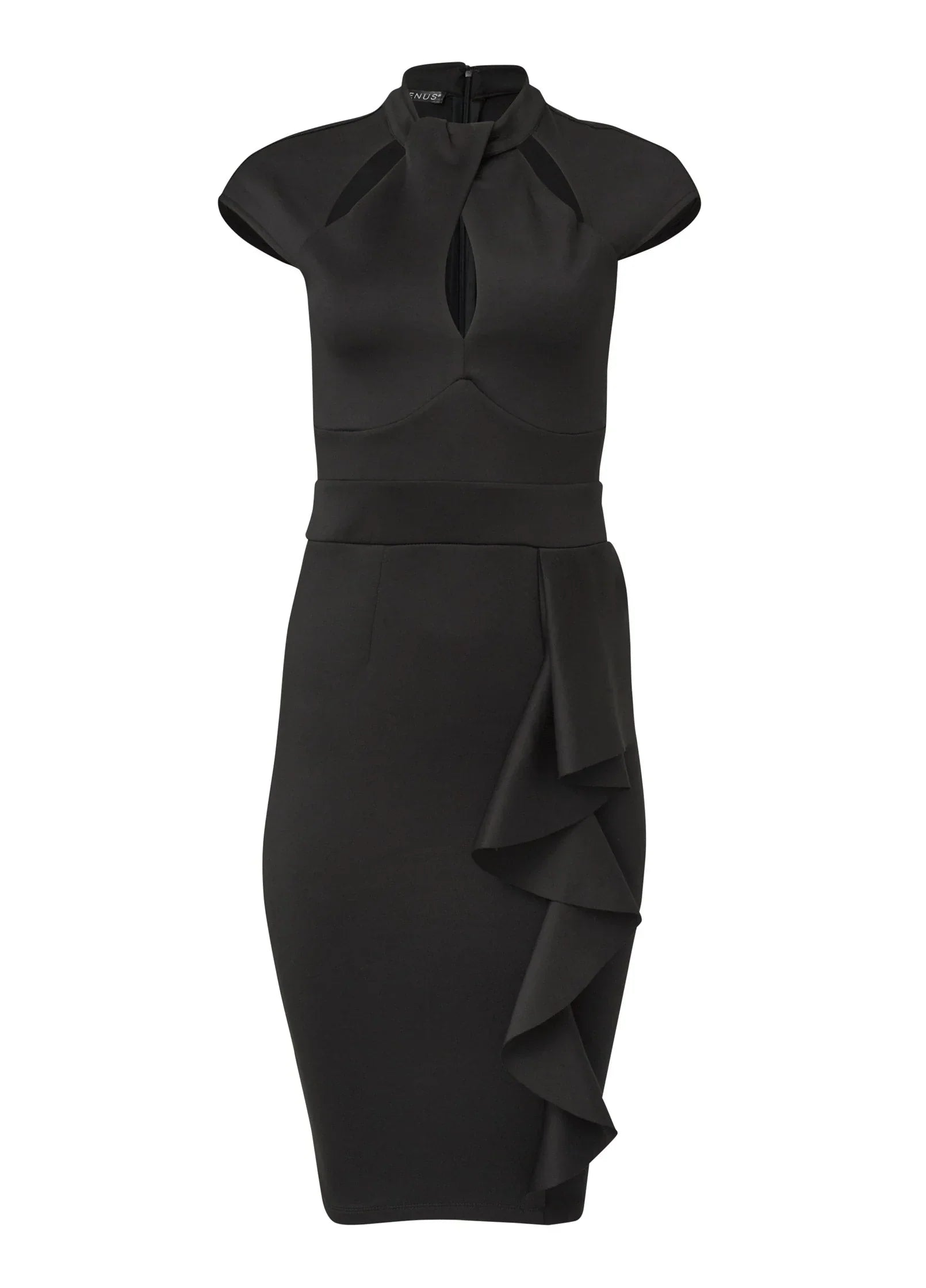 Cutout Ruffle Dress Black