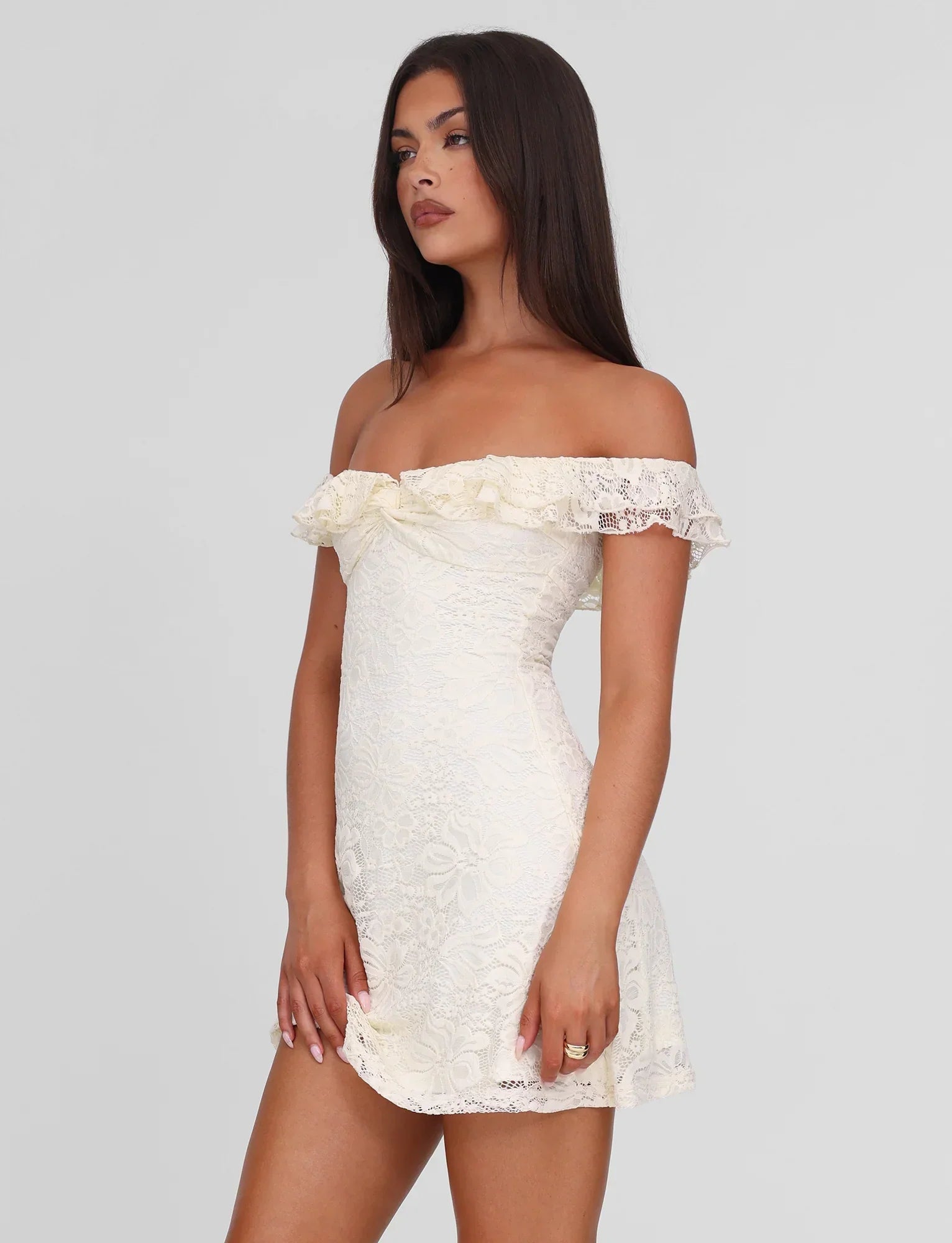 DENALI LACE MINI DRESS CREAM LACE