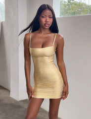 MIDORI METALLIC BANDAGE DRESS GOLD