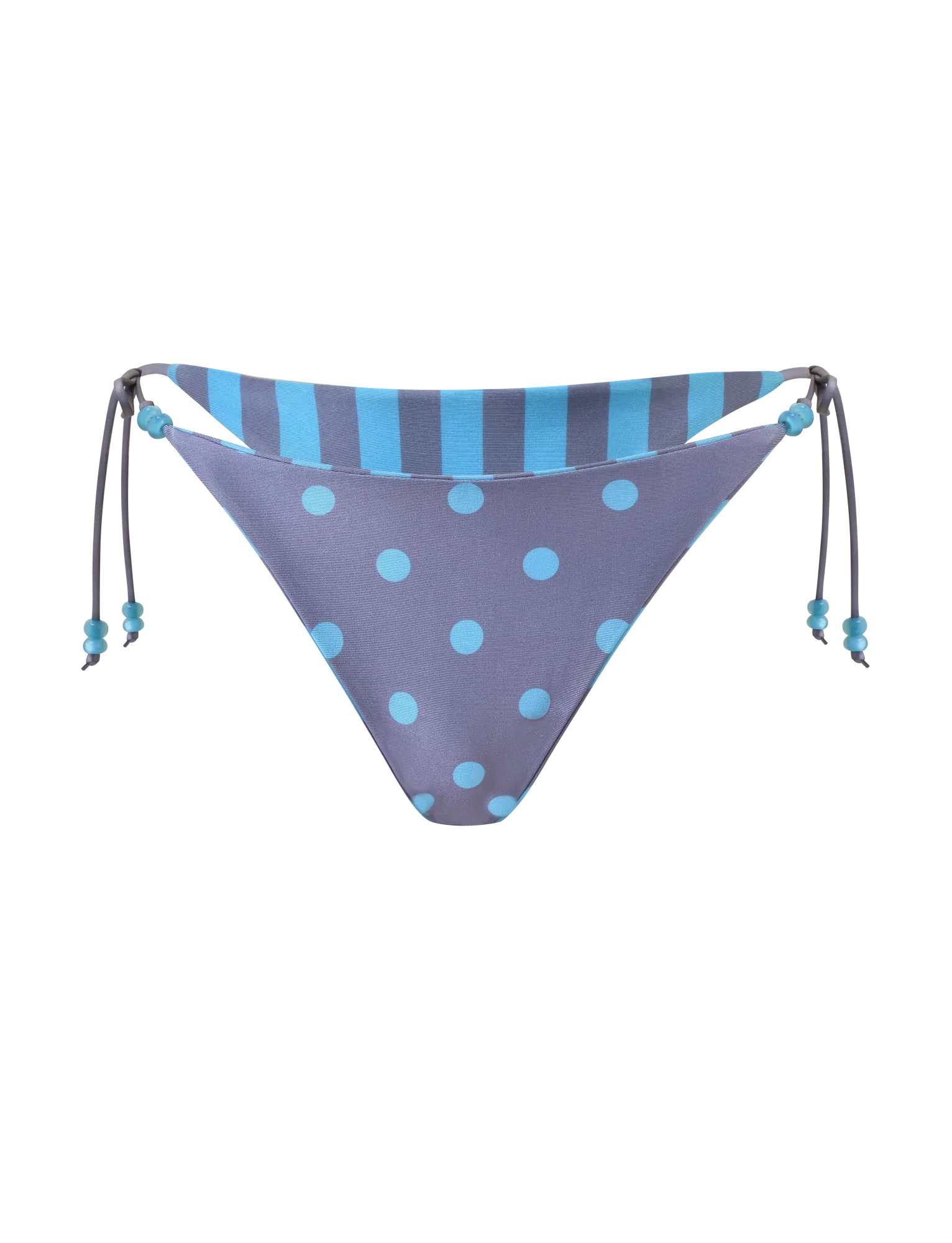 FINLEA REVERSIBLE BIKINI BOTTOM BLUE GREY DOT AND STRIPE