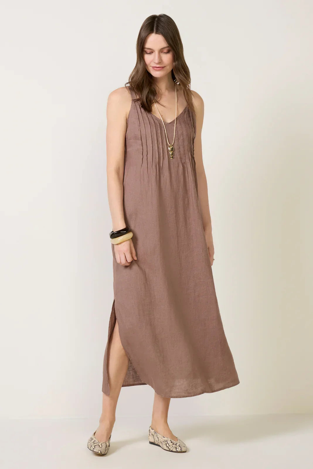 Stella Linen Pintuck Dress