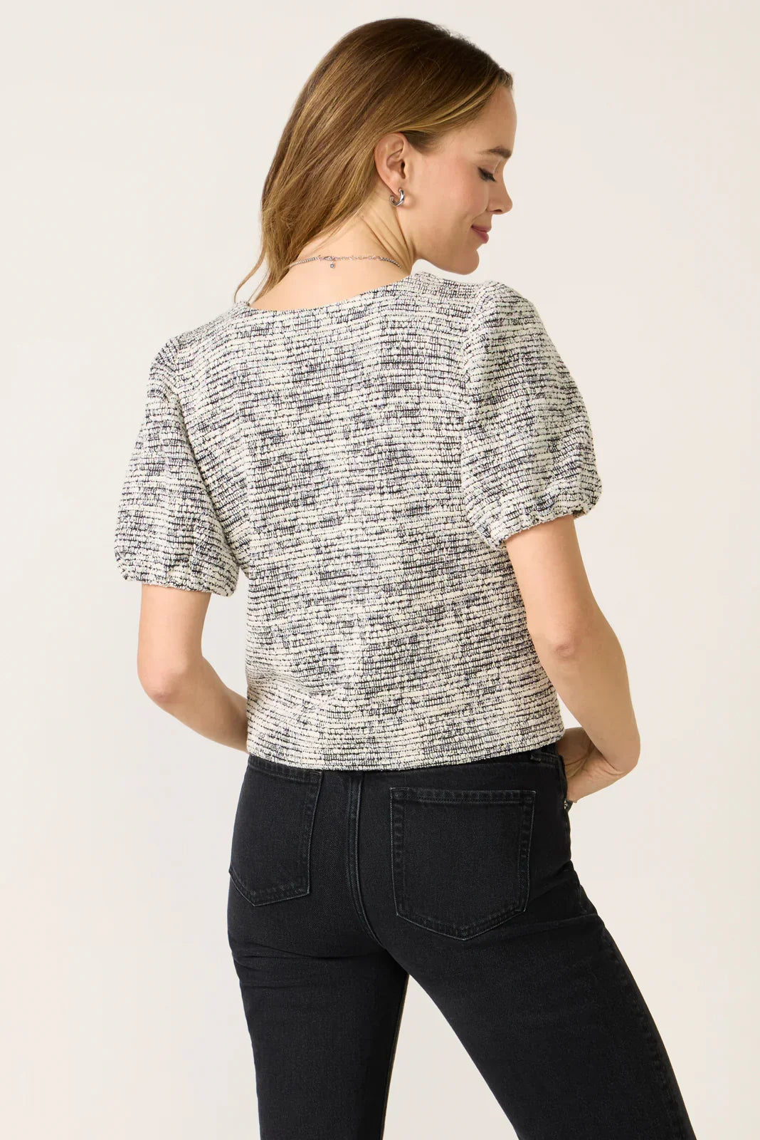 Camille Tweed Puff Sleeve Top