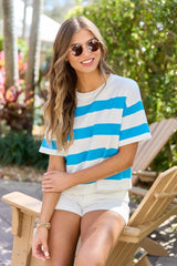 Hailey Blue and White Stripe T Shirt Sweater