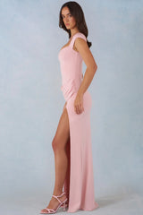 Modal Sweetheart Neck Cowl Waist Maxi Dress in Blush Pink