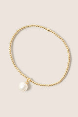 Classic Gold 2mm Bracelet w Pearl