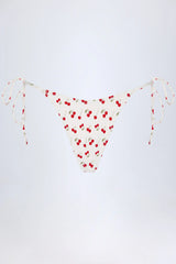 Side Tie Cheeky Bikini Bottoms in Cherry Print