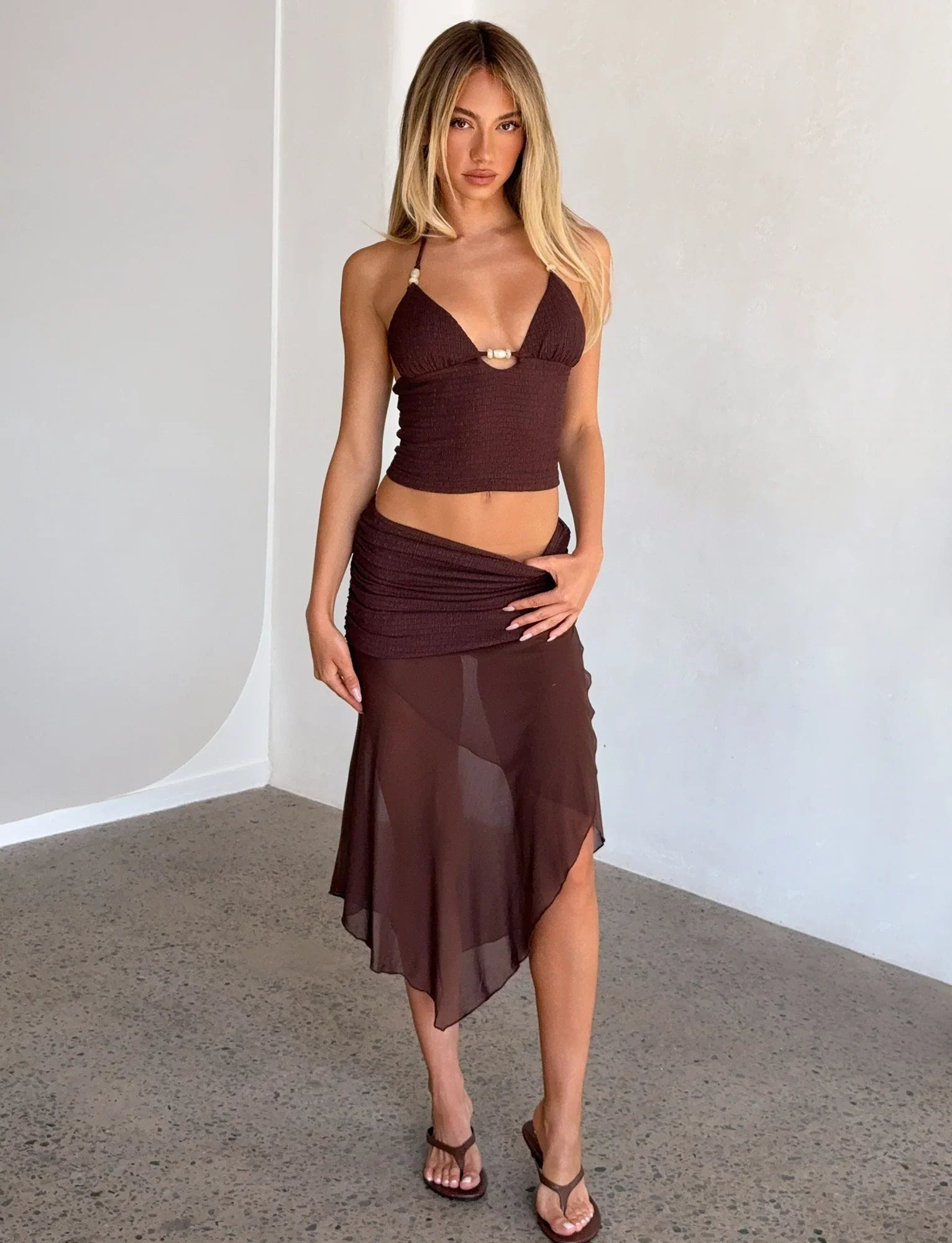 ZINNIA MIDI SKIRT CHOCOLATE