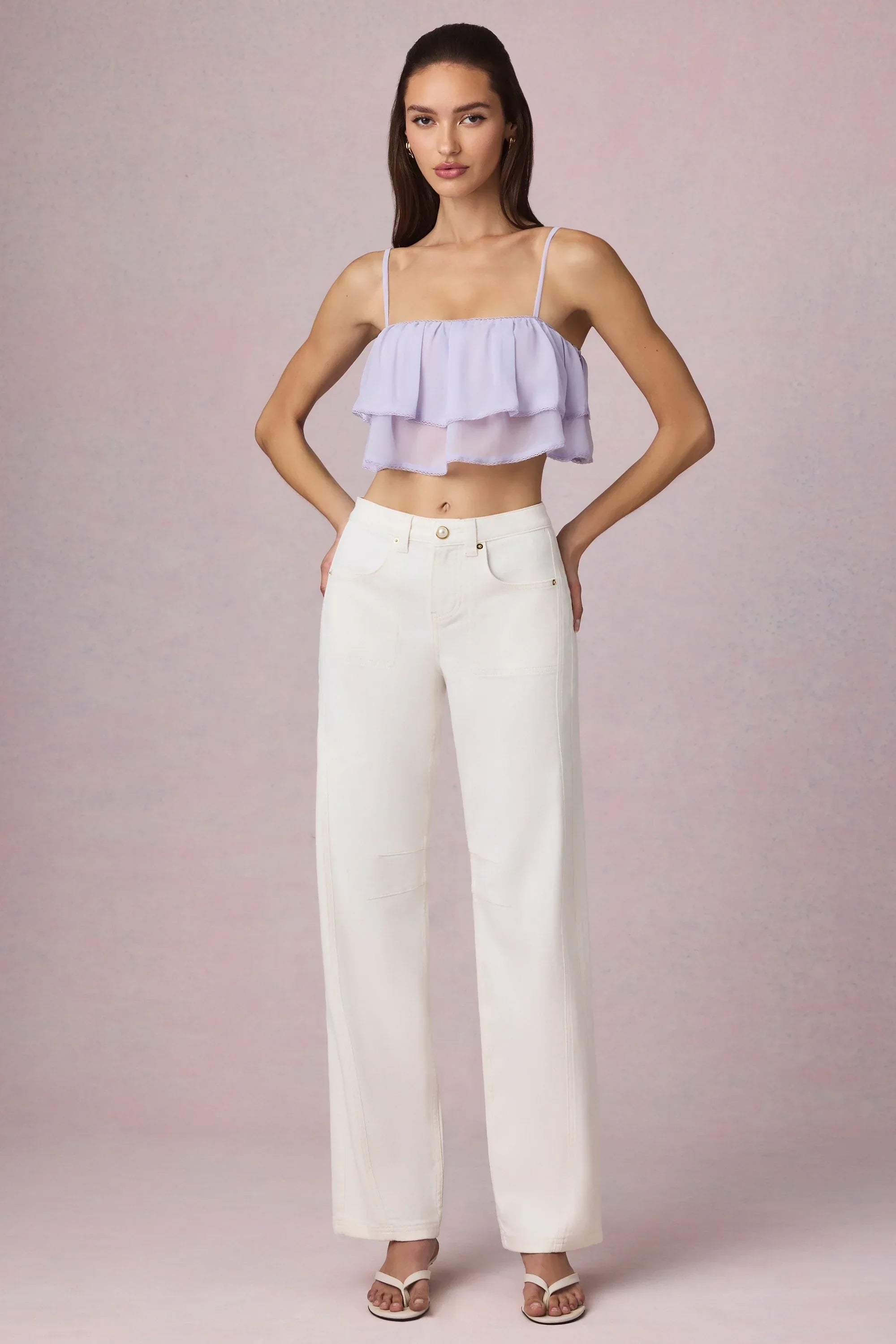 Mid Rise Barrel Leg Jeans in Ecru Wash
