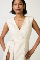 Linen Sleeveless Belted Vest