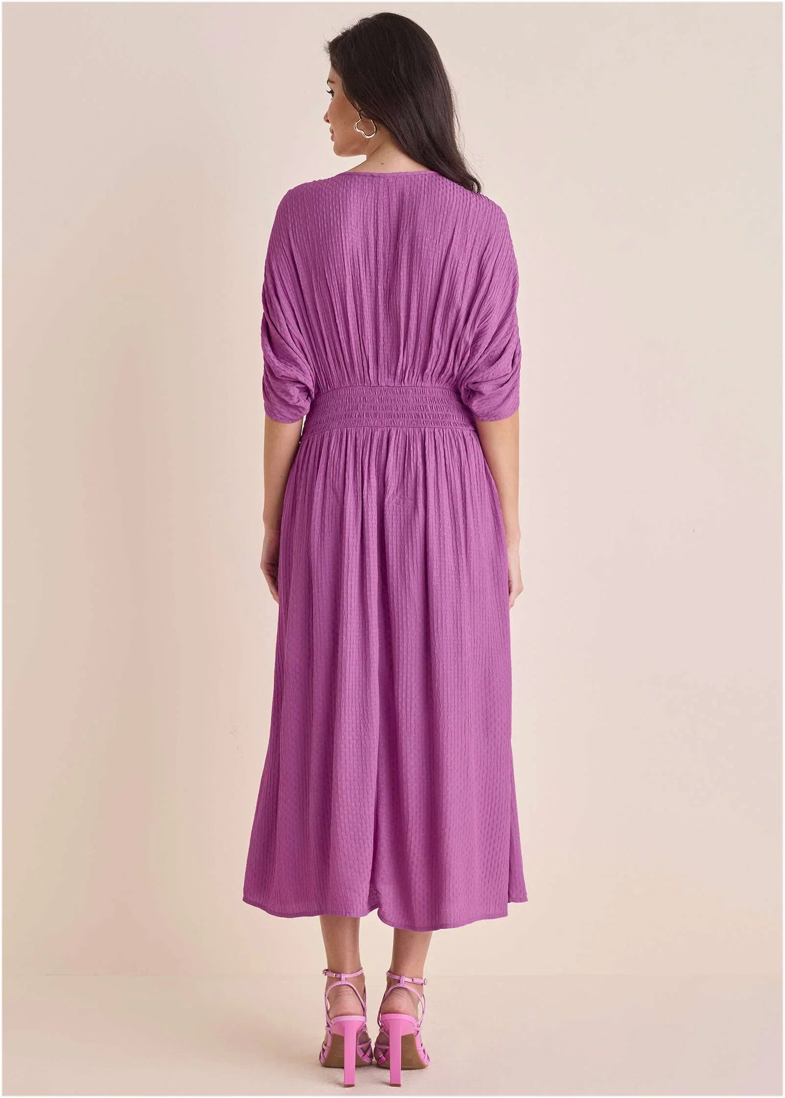 Short Sleeve Midi Dress Cattleya Orchid
