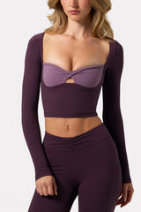 Soft Active Twist Front Crop Top in Plum