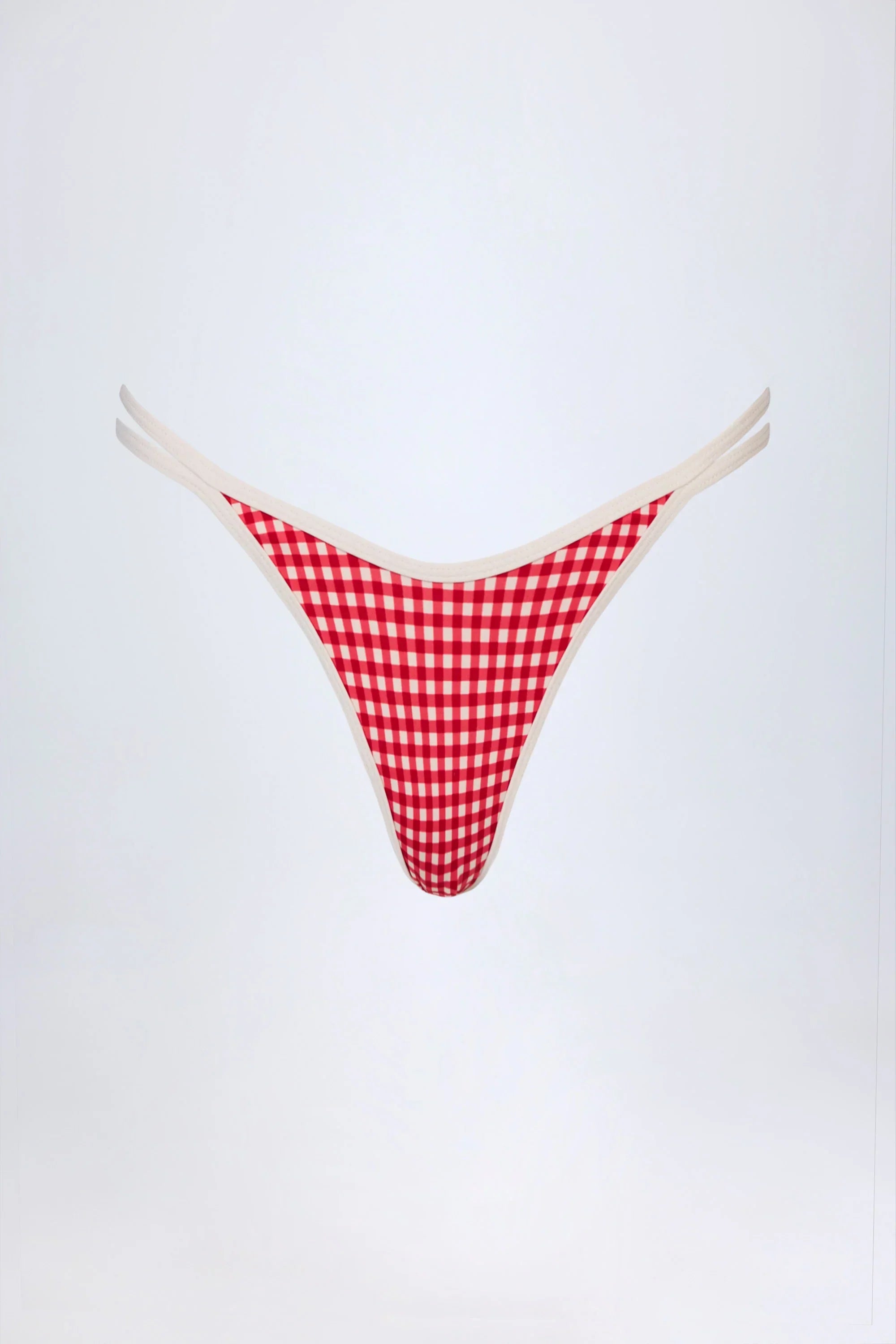 Double Strap Cheeky Bikini Bottoms in Red Gingham