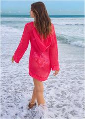 Crochet Cover Up Dress Raspberry