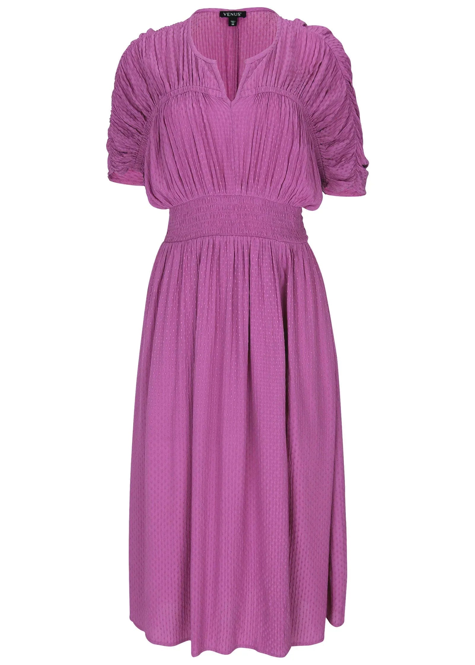 Short Sleeve Midi Dress Cattleya Orchid