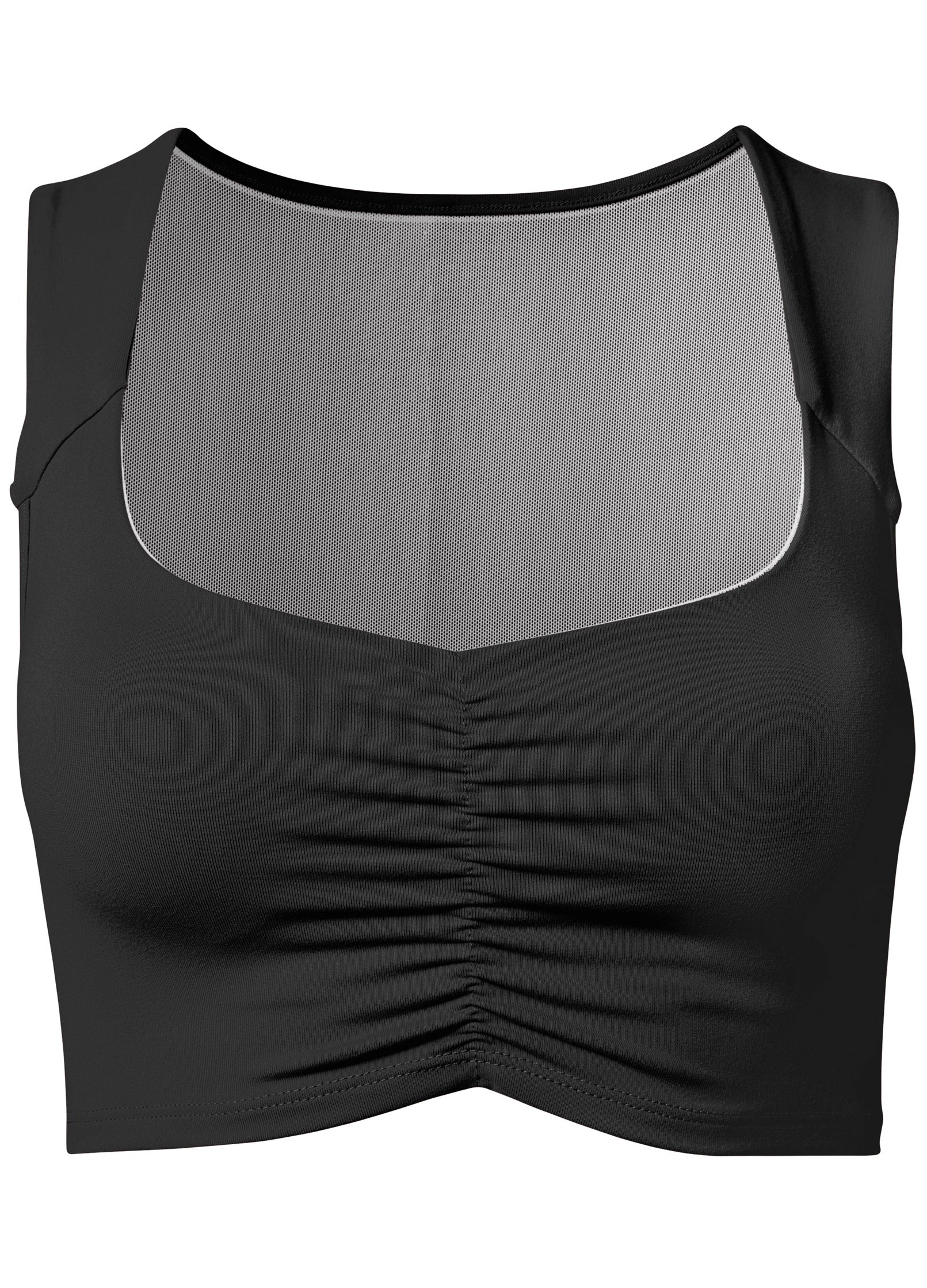 Ruched Cropped Sports Top Black