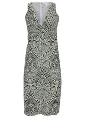 Linen Deep V Dress Modern Folk Bicolor