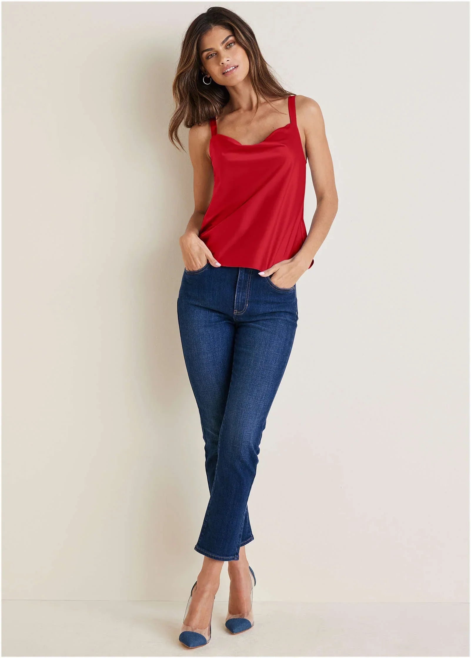 Cowl Neck Tank Red