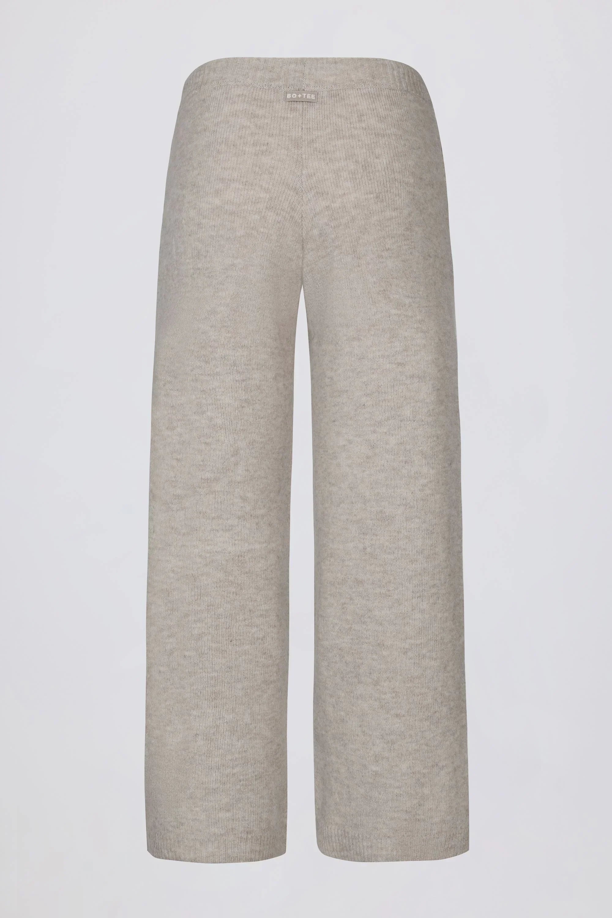Knit Mid Rise Wide Leg Joggers in Beige