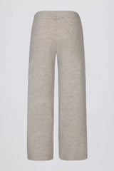 Knit Mid Rise Wide Leg Joggers in Beige