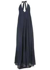 Deep V Halter Maxi Dress Navy