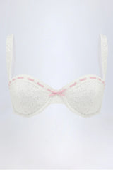 Broderie Anglaise Underwired Balconette Bikini Top in White