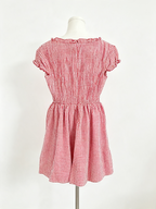 Red Gingham Ruffle V-Neck Mini Dress