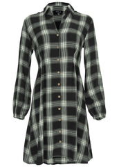 Brushed Plaid Dress White Black