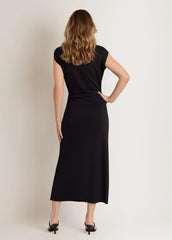 Side Ruched Midi Dress Jet Black