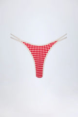 Double Strap Cheeky Bikini Bottoms in Red Gingham